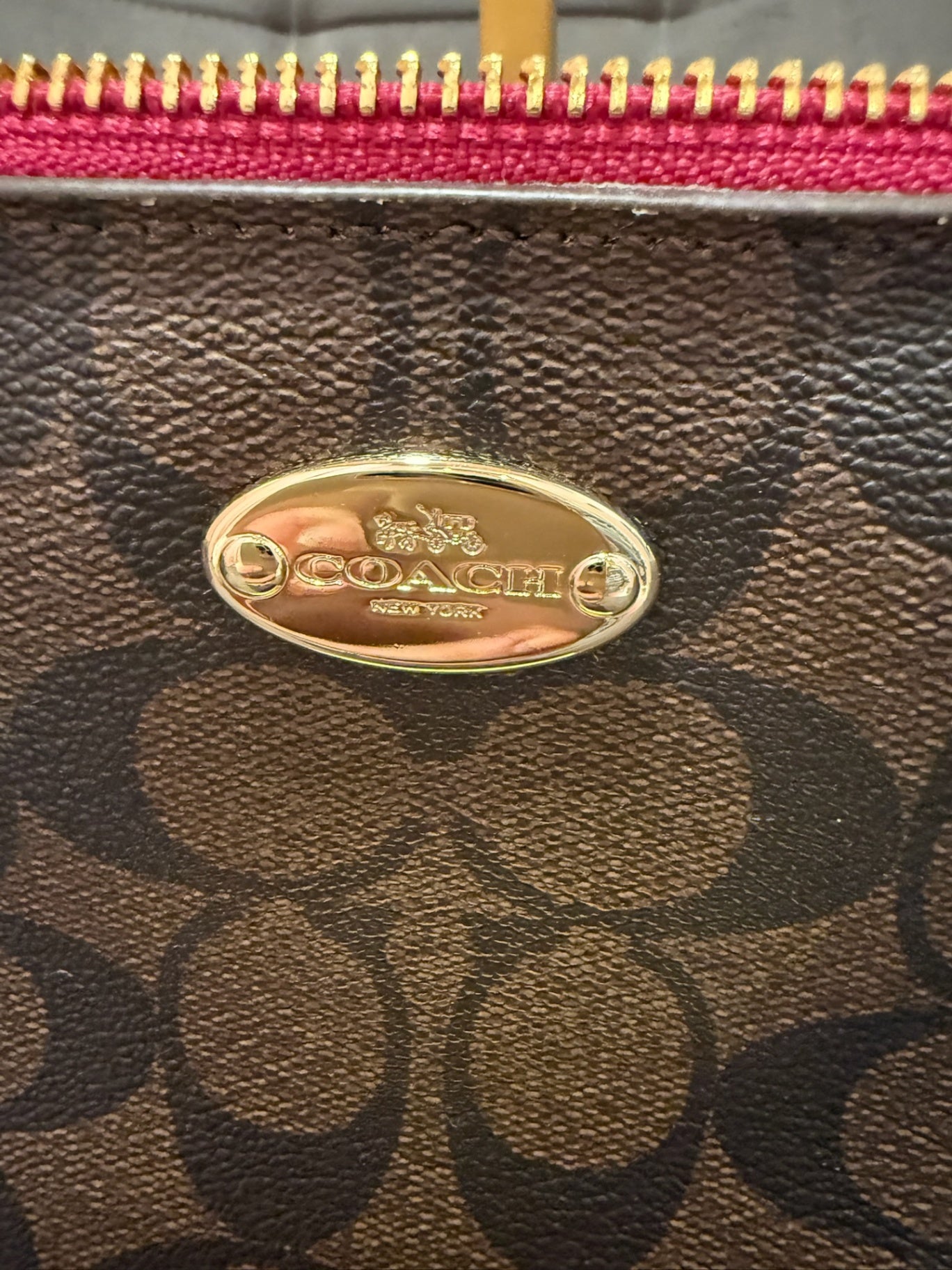Brown/Cranberry Coach Handbag