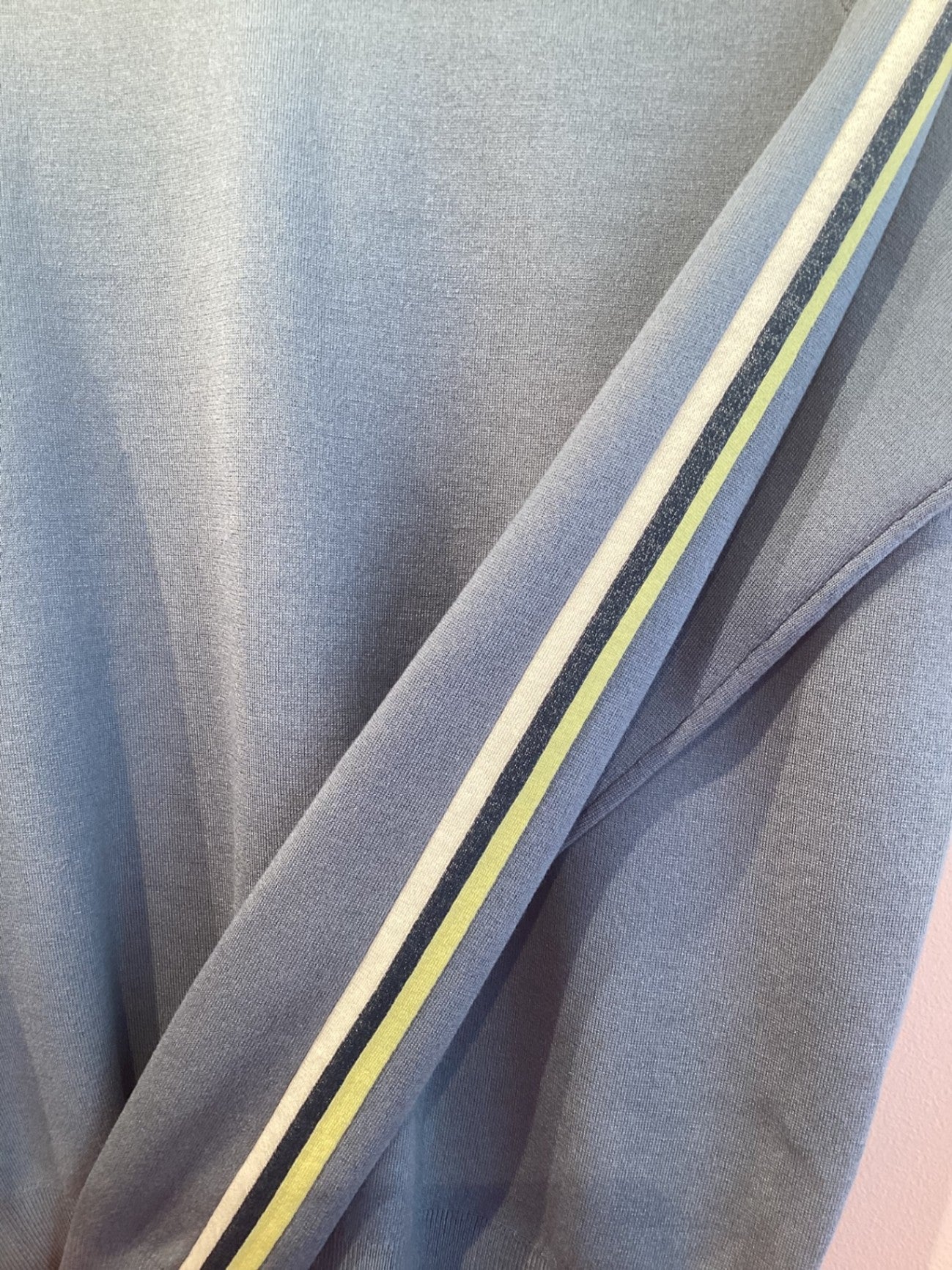 Oliva von halle light blue grey with yellow and navy giltter stripes Jumper