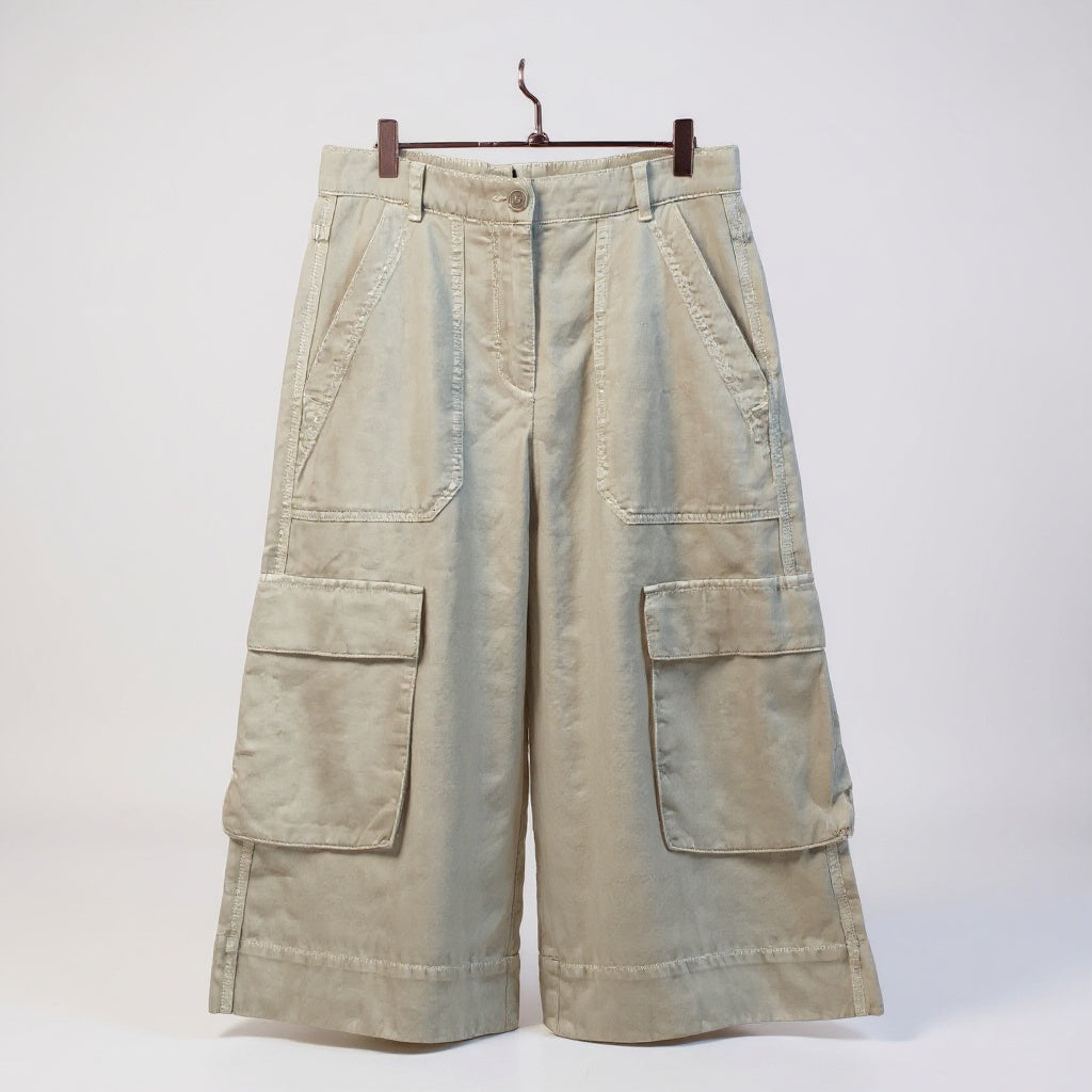 ME&EM Beige Cropped Cargo Trouser