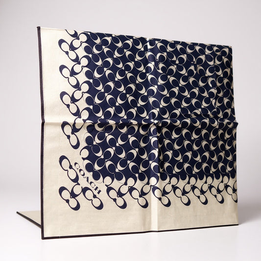 Coach Navy blue and white Silk Scarf