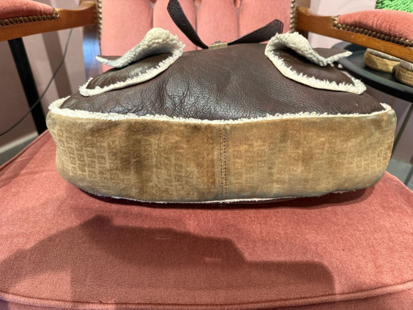 Fendi Brown Sheepskin Shoulder Bag