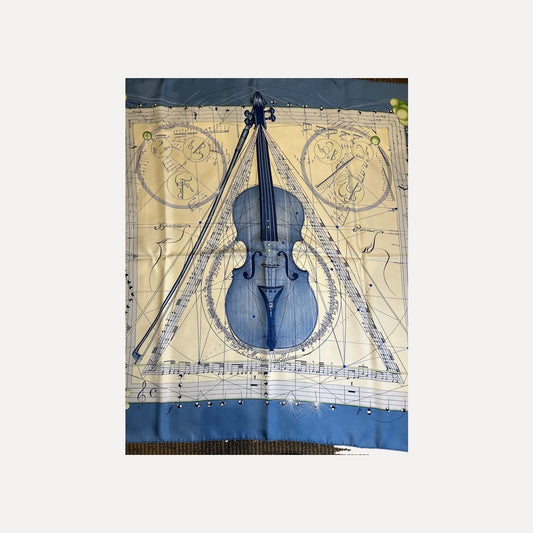 Hermès Cream and blue Scarf