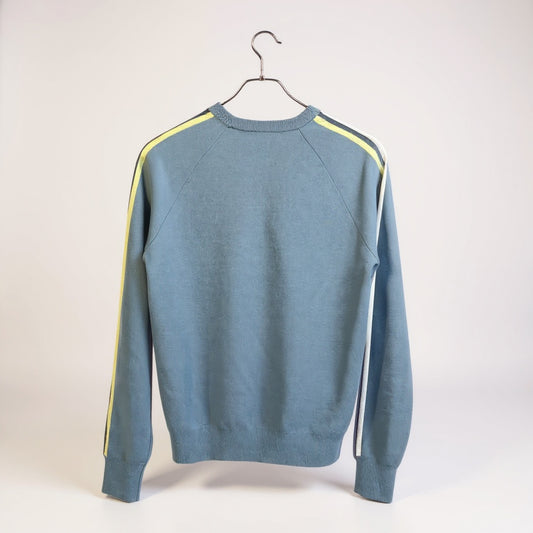 Oliva von halle light blue grey with yellow and navy giltter stripes Jumper