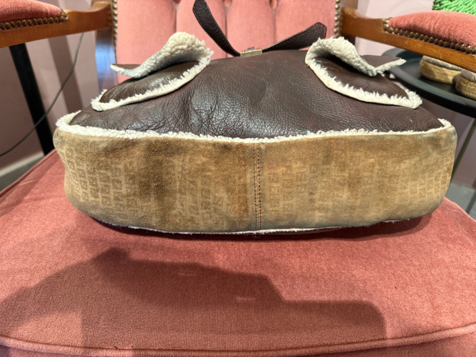 Fendi Brown Sheepskin Shoulder Bag