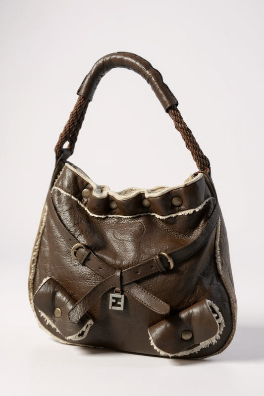 Fendi Brown Sheepskin Shoulder Bag