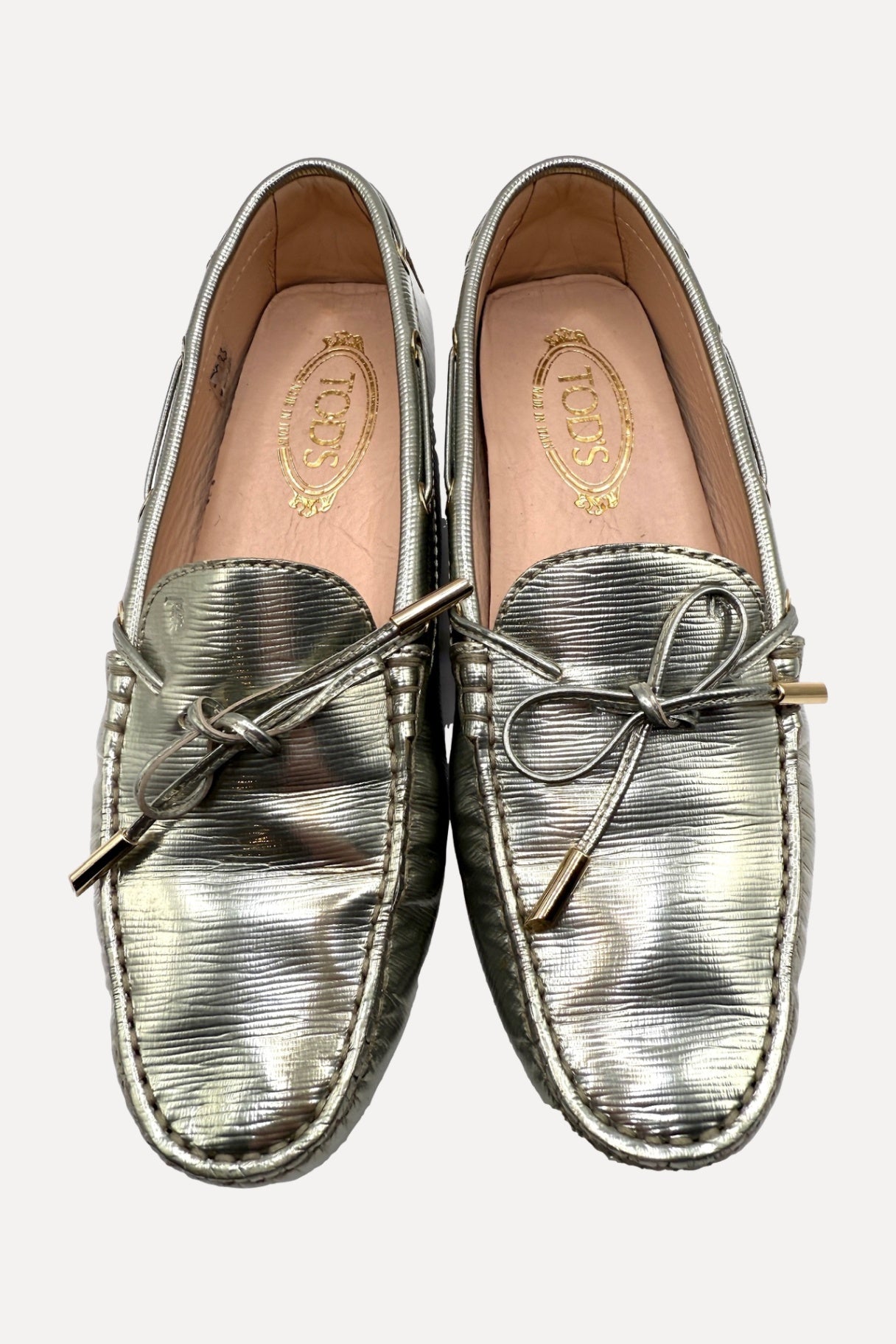 Tods Silver Loafers