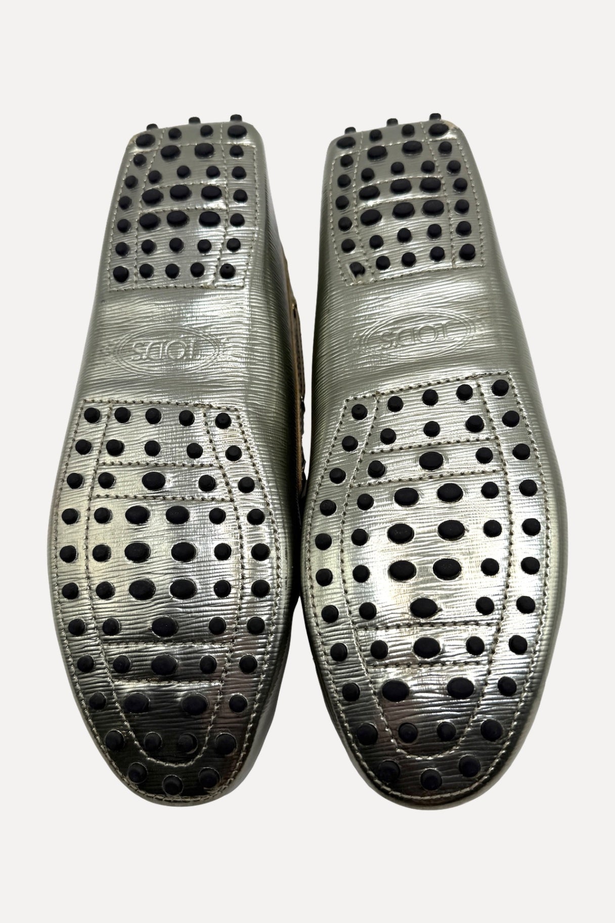 Tods Silver Loafers