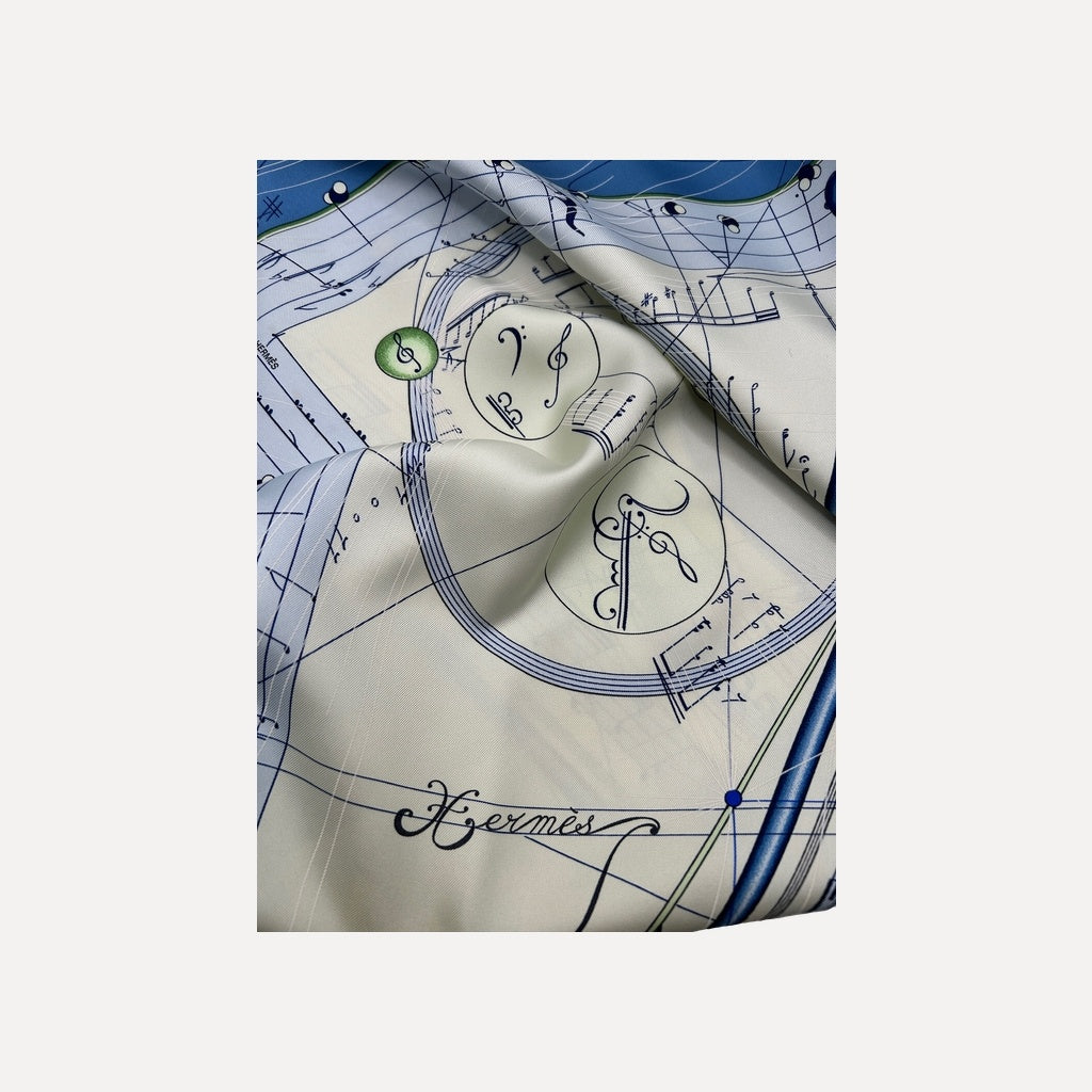 Hermès Cream and blue Scarf