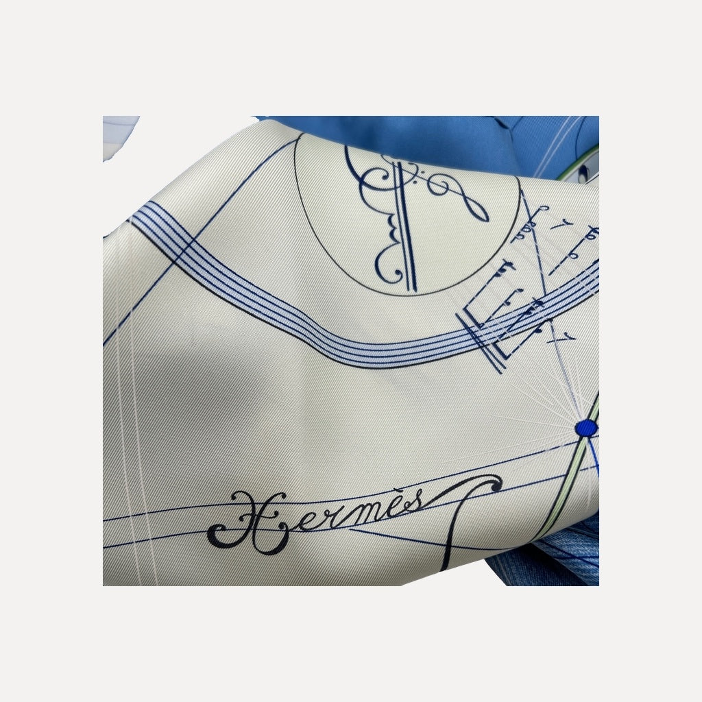 Hermès Cream and blue Scarf